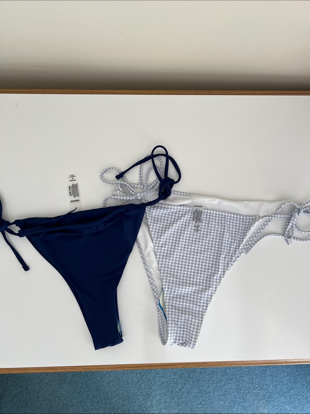Garage Navy & White Tie-Side Bikini Bottoms (M)